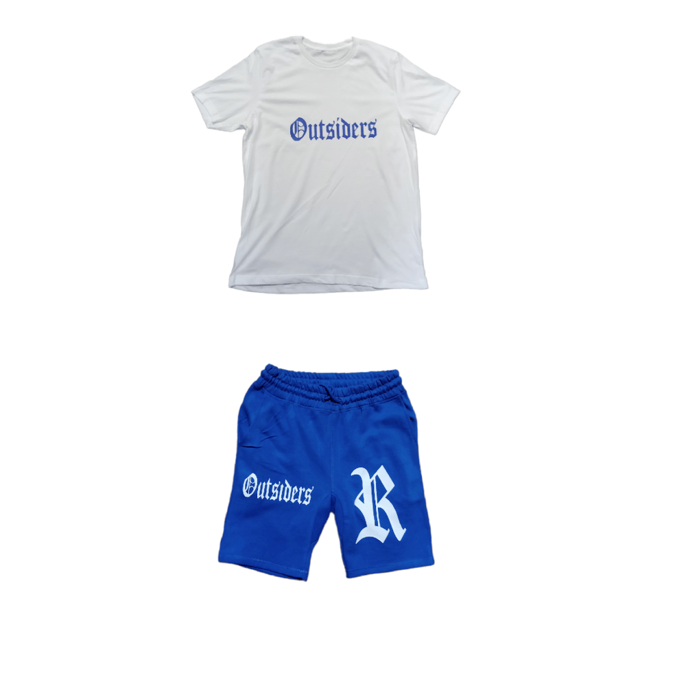 Image of Rebel Outsiders " White - Blue Shirt Blue Shorts Set 