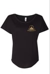 Women's Dolman Black Tee with Gold Logo