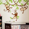 Three Monkeys Swinging on Vines - dd1049 - Kids Vinyl Wall Sticker Decal Art