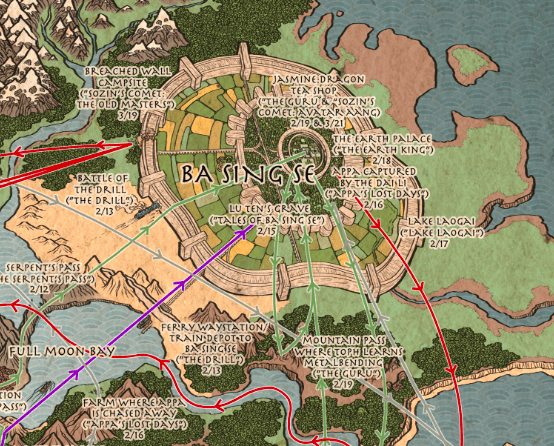 Image of Avatar: The Last Airbender map (w/ labels & paths)