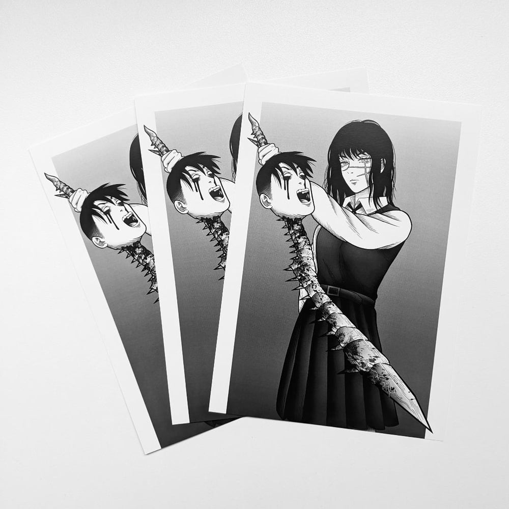 'CHAINSAW SCHOOLGIRL' PRINT