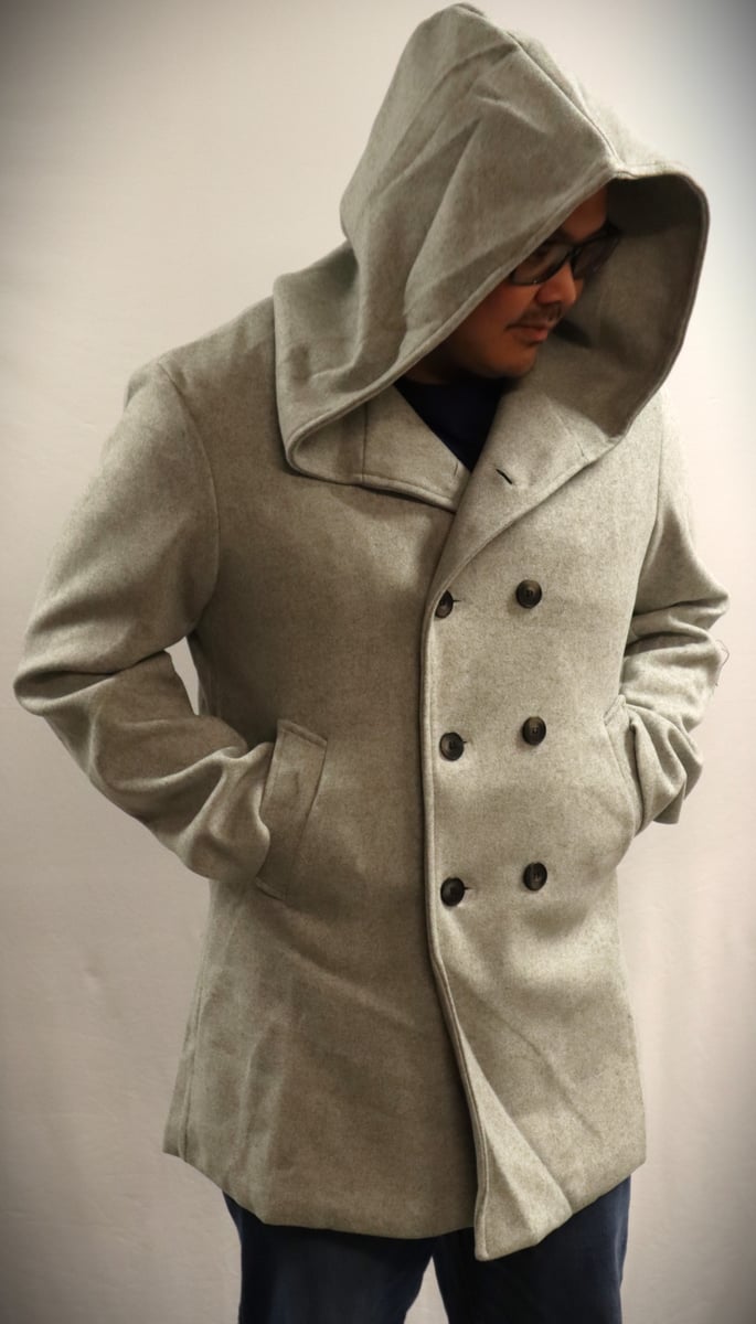 British men's hooded wool on sale coat