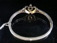 Image 3 of VICTORIAN EDWARDIAN 9CT PRISTINE DOUBLE HEART SEED PEARL BANGLE 13.5G