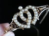 VICTORIAN EDWARDIAN 9CT PRISTINE DOUBLE HEART SEED PEARL BANGLE 13.5G