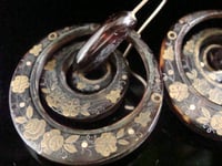 Image 2 of ORIGINAL VERY LARGE VICTORIAN 9CT YELLOW GOLD PIQUE INLAID HOOP EARRINGS 