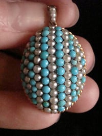 Image 4 of High quality heavy Victorian high carat 15ct rose gold turquoise pearl pendant