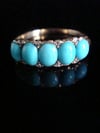 VICTORIAN 18CT YELLOW GOLD TURQUOISE AND DIAMOND 5 STONE RING WONDERFUL QUALITY