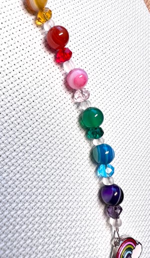 Image of Natural Stone Beads/Winding Rainbows Scissor Fob/Pull