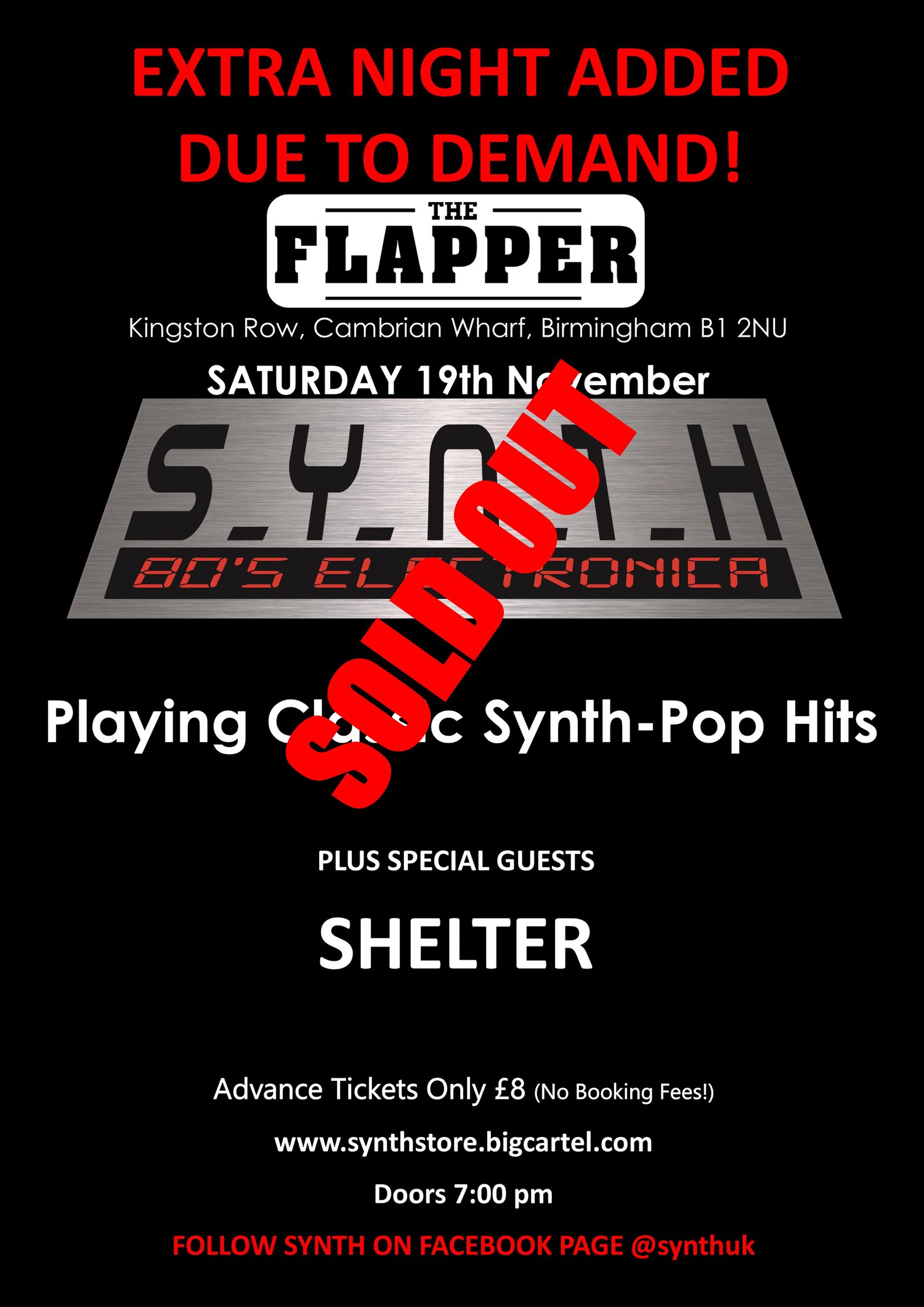 Image of SYNTH -The Flapper (New  Additional Date) PLUS Special Guests Shelter 