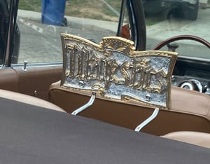 Image of LOWRIDER PLAQUE HOLDER HIGH POLISHED STAINLESS & GOLD PLATED 
