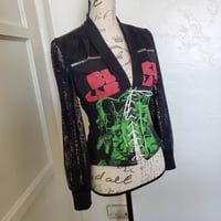 Image 3 of Black Sabbath long sleeve corset blouse. Size XS/S