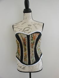 Image 1 of Graffiti-print suede corset with bullet cone and pistol studs rap hip-hop 90s