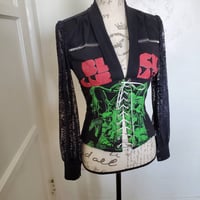 Image 5 of Black Sabbath long sleeve corset blouse. Size XS/S
