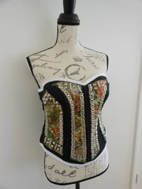 Image 3 of Graffiti-print suede corset with bullet cone and pistol studs rap hip-hop 90s