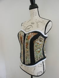 Image 5 of Graffiti-print suede corset with bullet cone and pistol studs rap hip-hop 90s