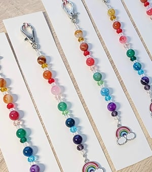 Image of Natural Stone Beads/Winding Rainbows Scissor Fob/Pull