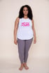 CURVY Cool-Touch Perforated Hi-Lo Racer Tank  White w/ Pink Logo Image 3