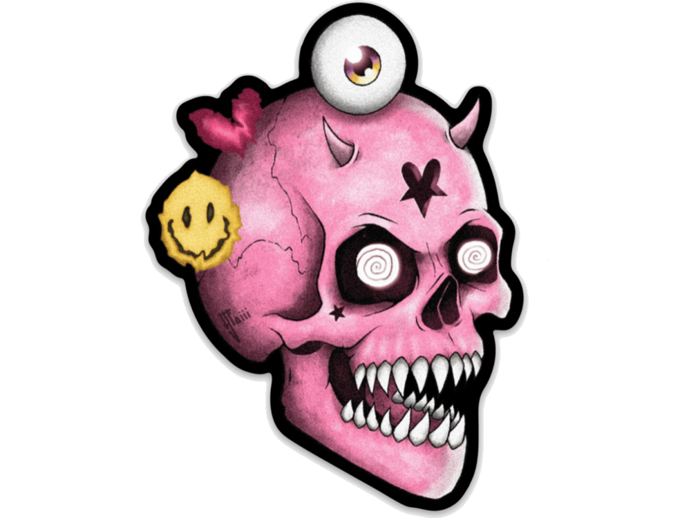 Image of “Pink Demon Skull” Sticker