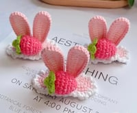 Hair clip - pink bunny ears with strawberry 