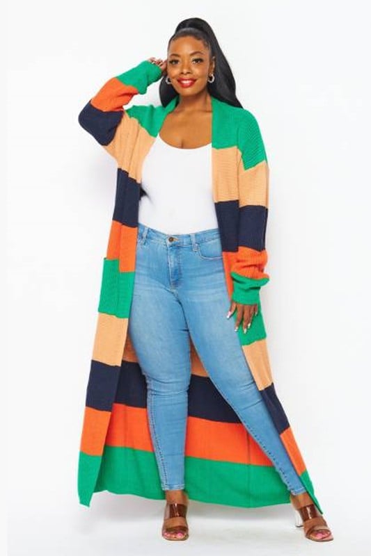 Image of Long Cardigan (Blue/Green)