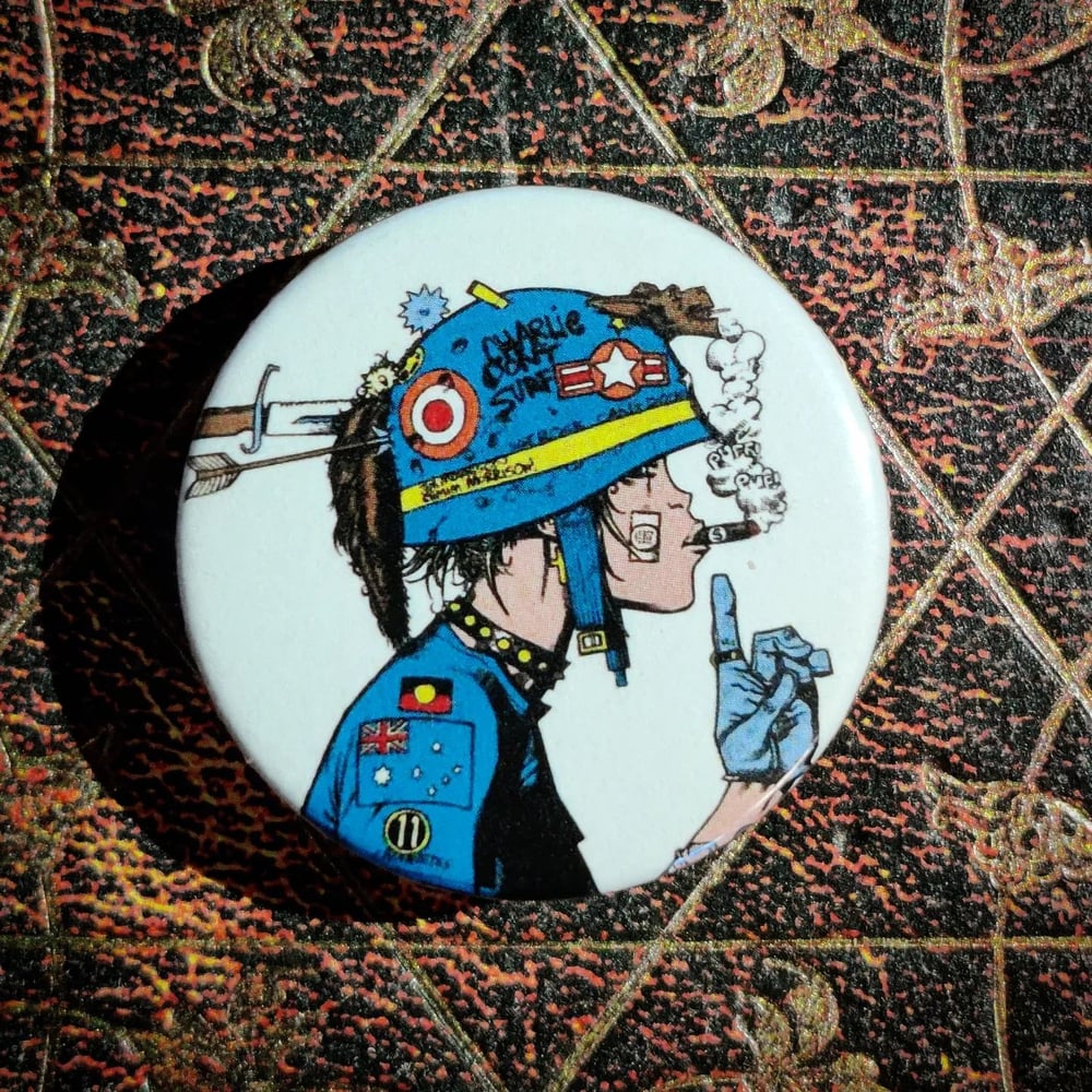 Image of TANK GIRL "BLUE PATROL" 38mm Badge/Pin/Button
