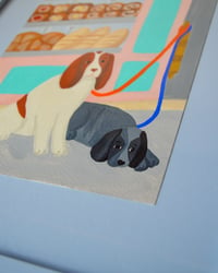 Image 2 of Waiting Dogs - the original painting in frame