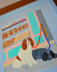 Image 5 of Waiting Dogs - the original painting in frame