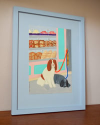 Image 4 of Waiting Dogs - the original painting in frame