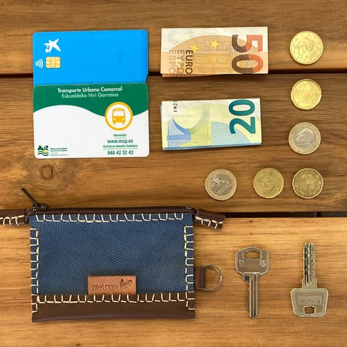 Image of Monedero azul y marrón