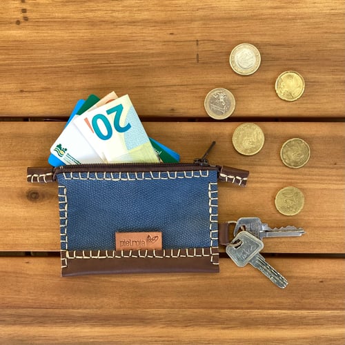 Image of Monedero azul y marrón
