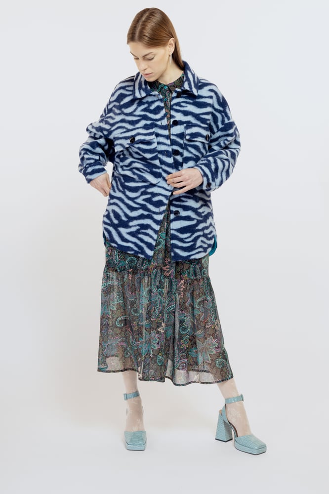 Image of CAPPOTTO COLETTE ZEBRA BLU NAVY € 267 - 50%