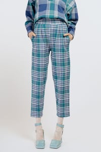 Image 4 of PANTALONE PANDORA CHECK AZZURRO € 145 - 50%