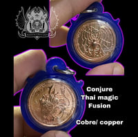 Image 1 of Rooster/ Spider coin amulet by Gary Noriyuki and ajarn Wutkongmon.
