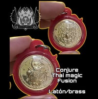 Image 2 of Rooster/ Spider coin amulet by Gary Noriyuki and ajarn Wutkongmon.