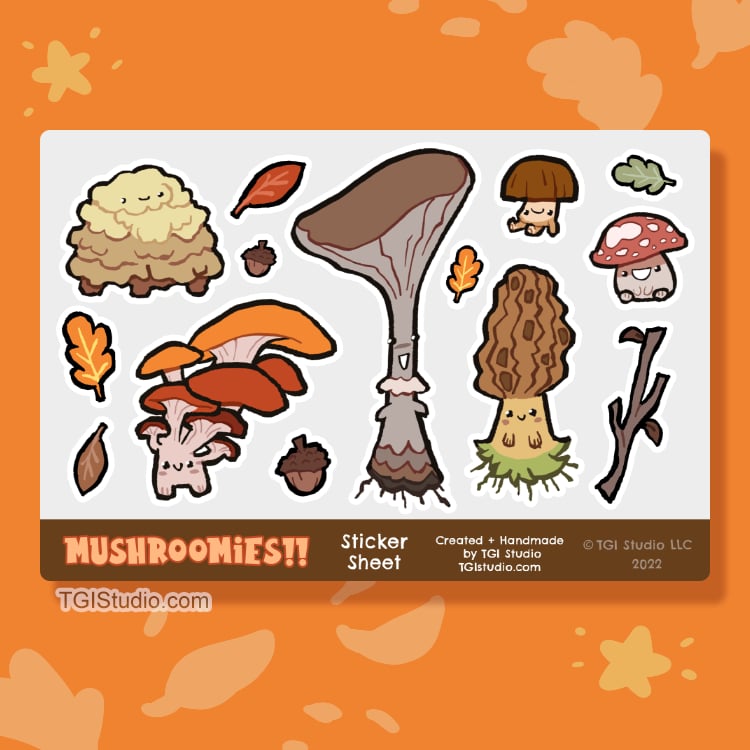6.5"x4.5" Mushroomies! Sticker Sheet