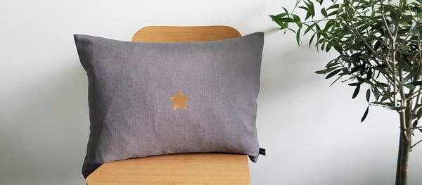 Image of Rectangular Scatter Cushion with gold vinyl star.