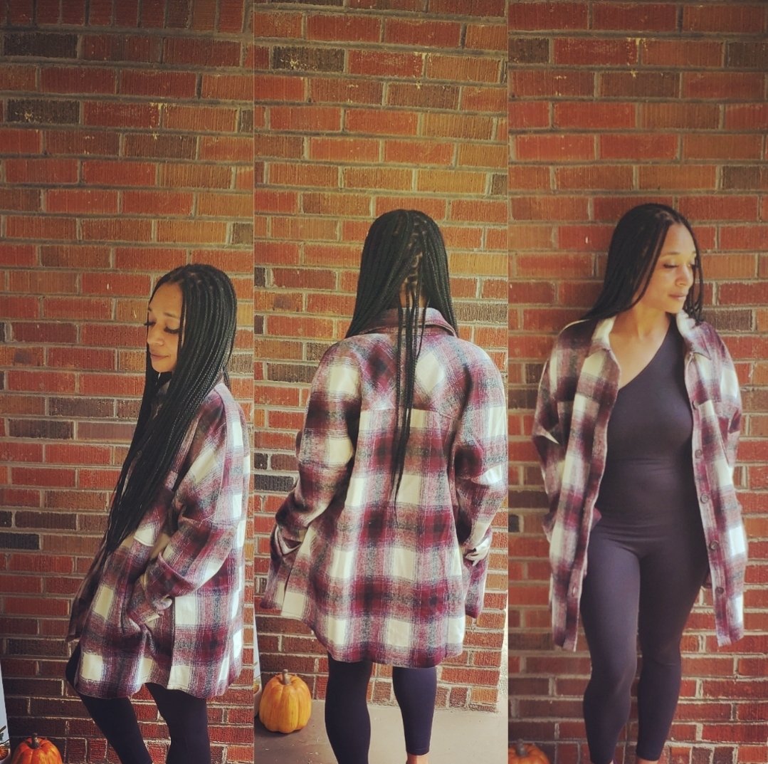 Image of Fall Plaid Shacket 🍁  ( Burgundy)