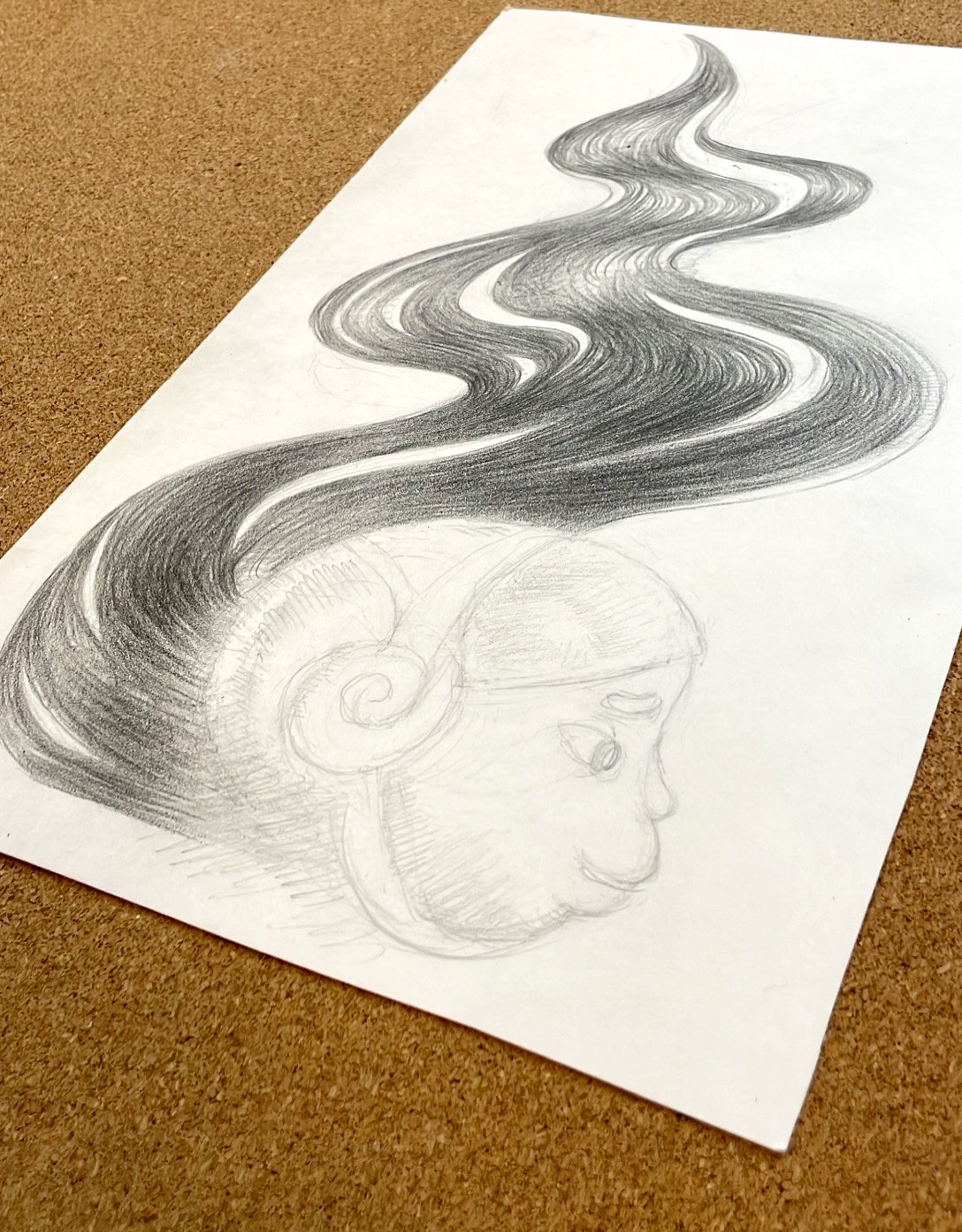 Image of Original Drawing "Nabi" Hair Study