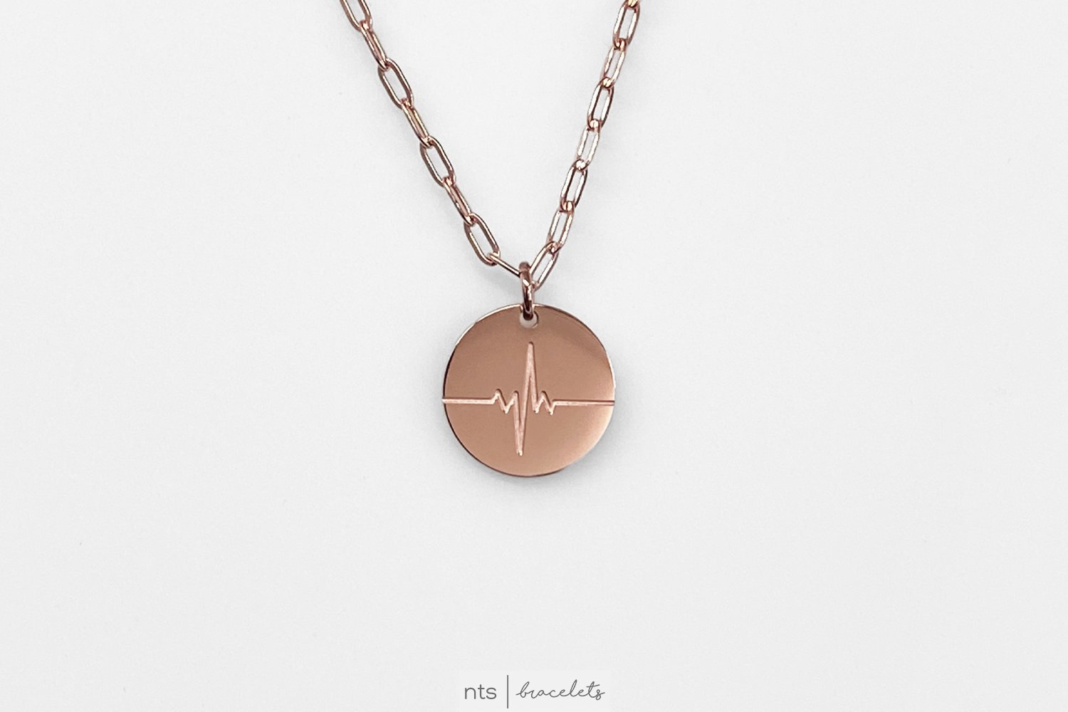 Image of ROSE GOLD AVERY WOODS x NTS CIRCLE EKG NECKLACE (Limited Edition + Rose Gold)