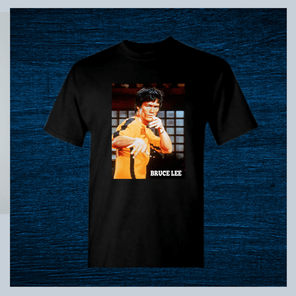 Image of "Bruce Lee" Adult Unisex Cotton Short Sleeve Black Crew