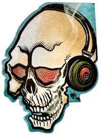 Image 2 of Smokin Skull With Headphones Stikka