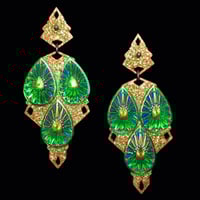DREAM GLITTER / PLISSÉ  Green Iridescent Earring.