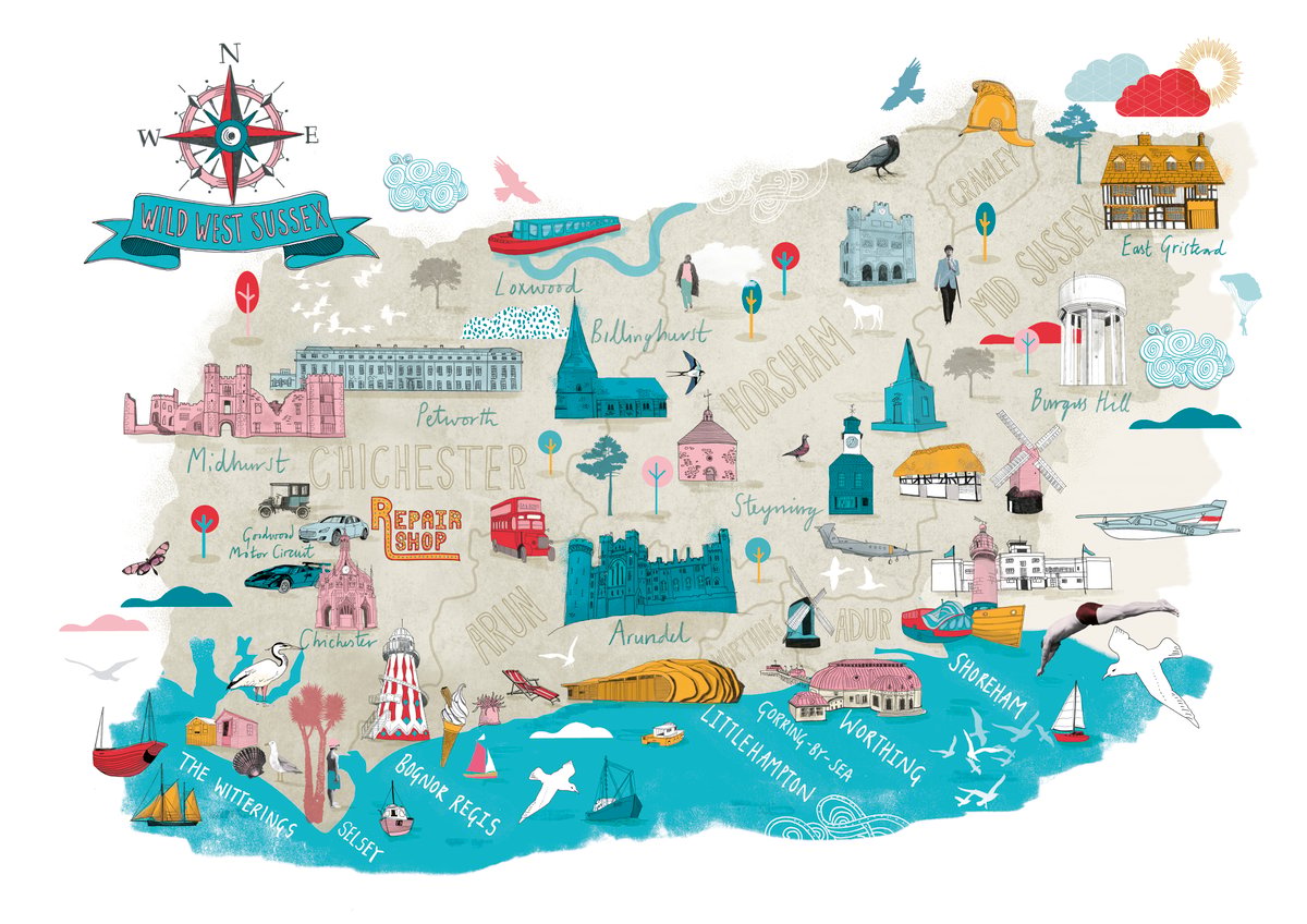 Wild West Sussex Map | Tonwen Jones likes to draw