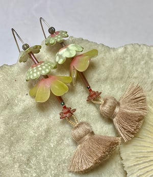 Olive/Pink/Natural Flower Earrings