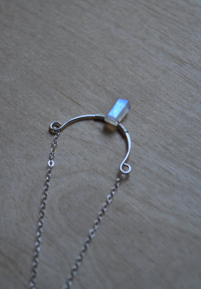 Image of Rainbow Moonstone Arc Necklace in Sterling Silver