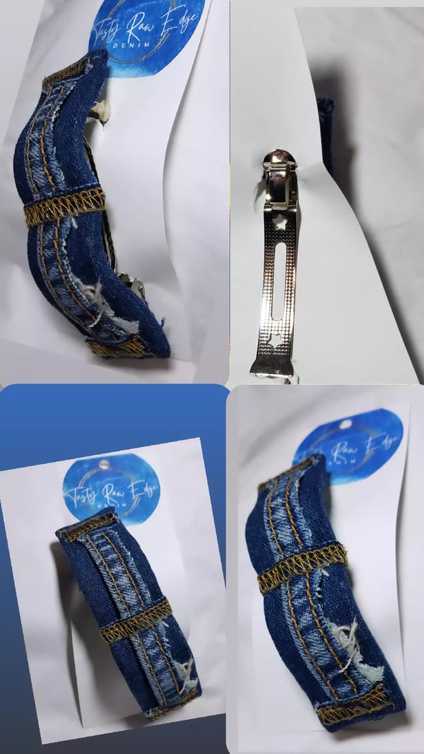Image of Tasty Raw Edge Denim “Mixed Motion” Hair Clip