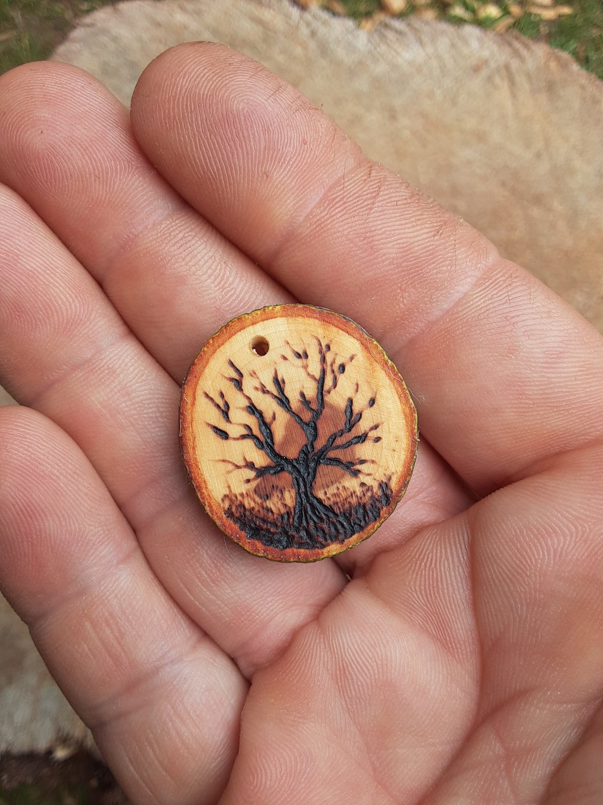 Image of   Hand burned Applewood pendants!! 