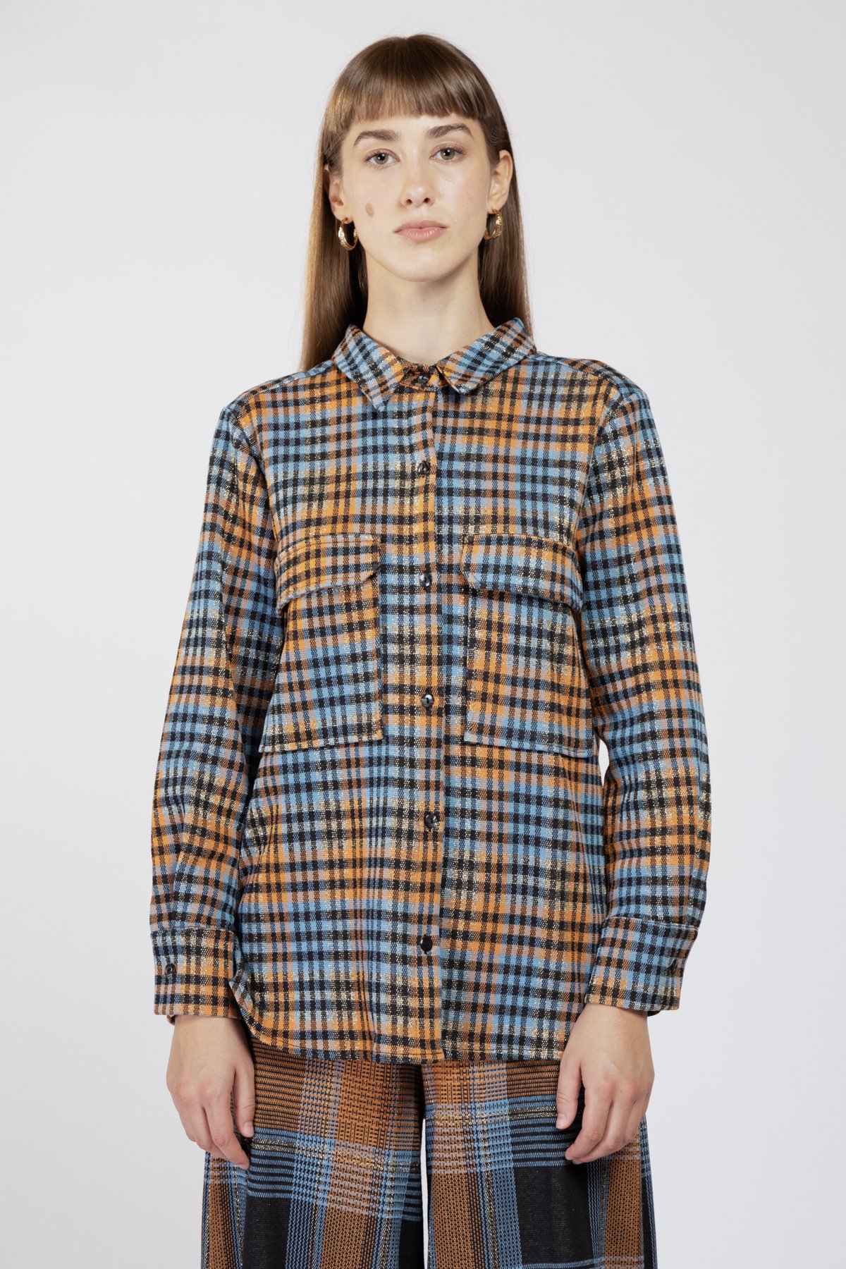 Image of CAMICIA MABEL CHECK NERO/AZZURRO € 153 - 50%