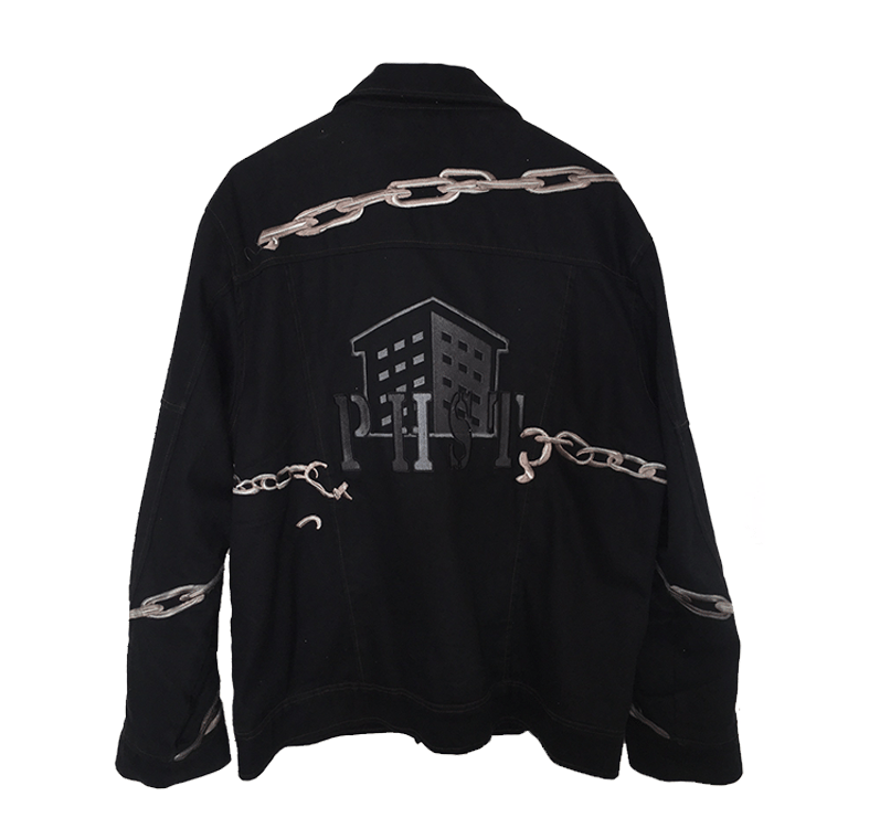 Image of 3D Embroidered Broken Chains Jean Jacket