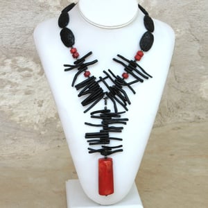Image of Zen Fire - Black and Red Coral Necklace